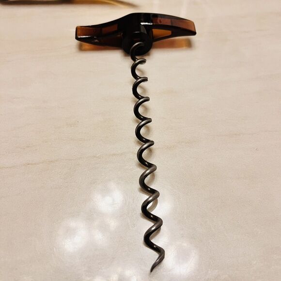 VTG The Wonderful Screwpull Amber Acrylic Cork Remover Screw England Mid Century - Picture 7 of 10